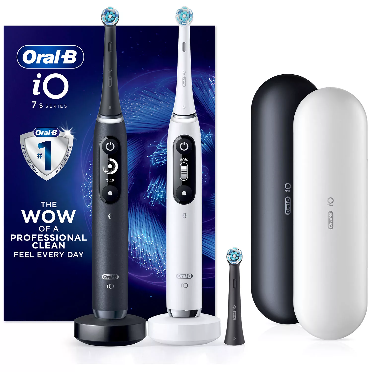 Oral-B iO Series 7s Electric Toothbrush Black Onyx and White Alabaster (2 pk.)