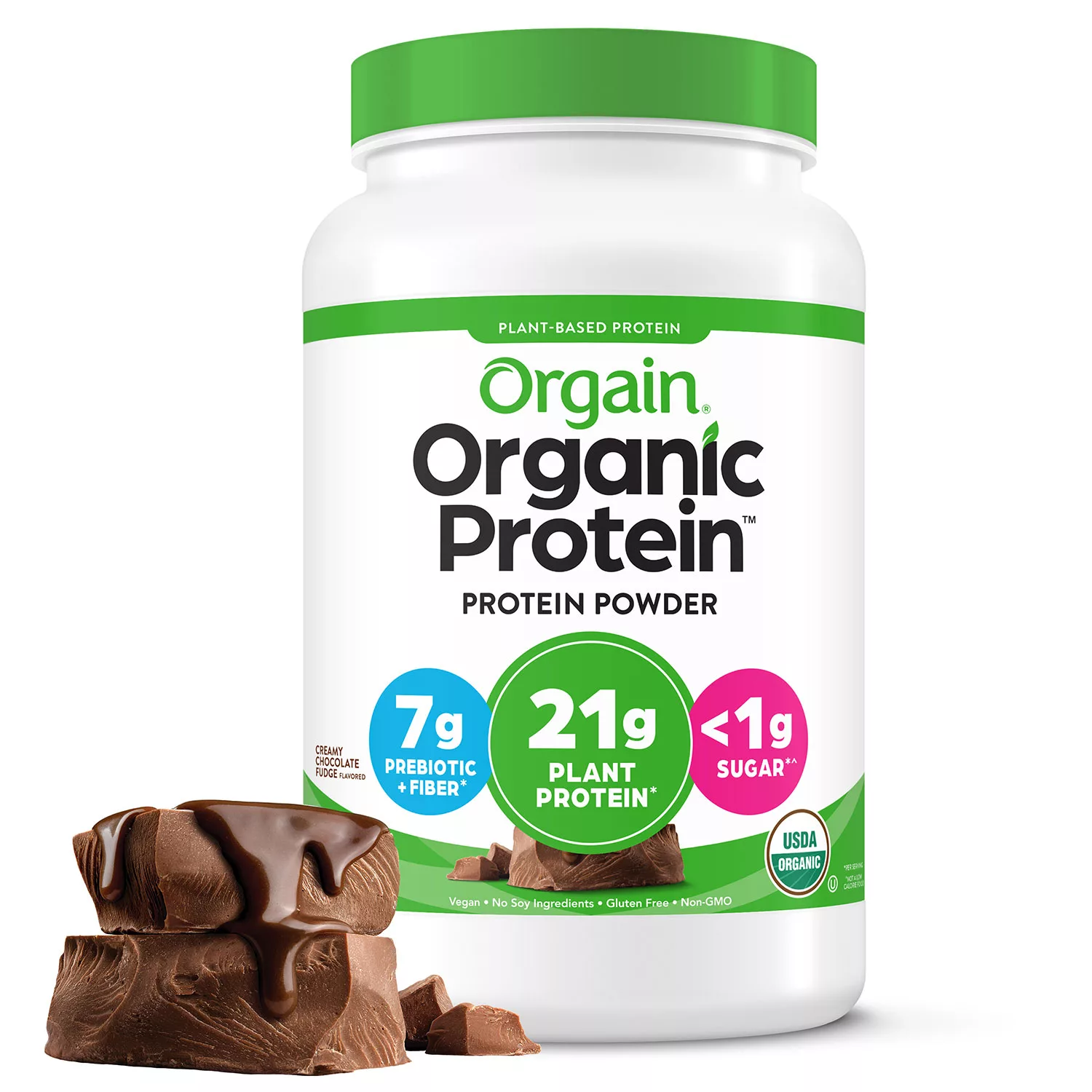 Orgain Organic Protein and Superfoods Plant Based Protein Powder, Creamy Chocolate Fudge, 2.64 lbs