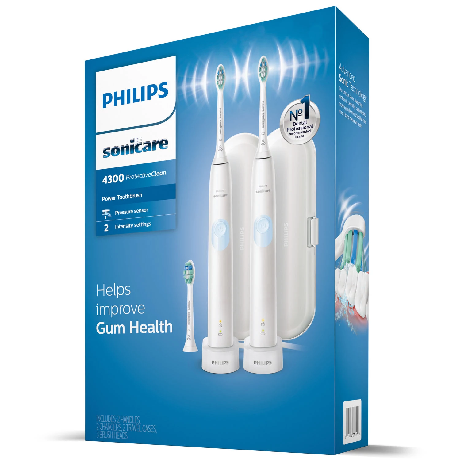 Philips Sonicare ProtectiveClean 4300 Rechargeable Toothbrush, 2 pk. (Choose Your Color)