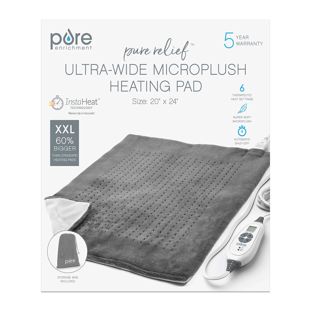 Pure Enrichment Ultra Wide Microplush Heating Pad
