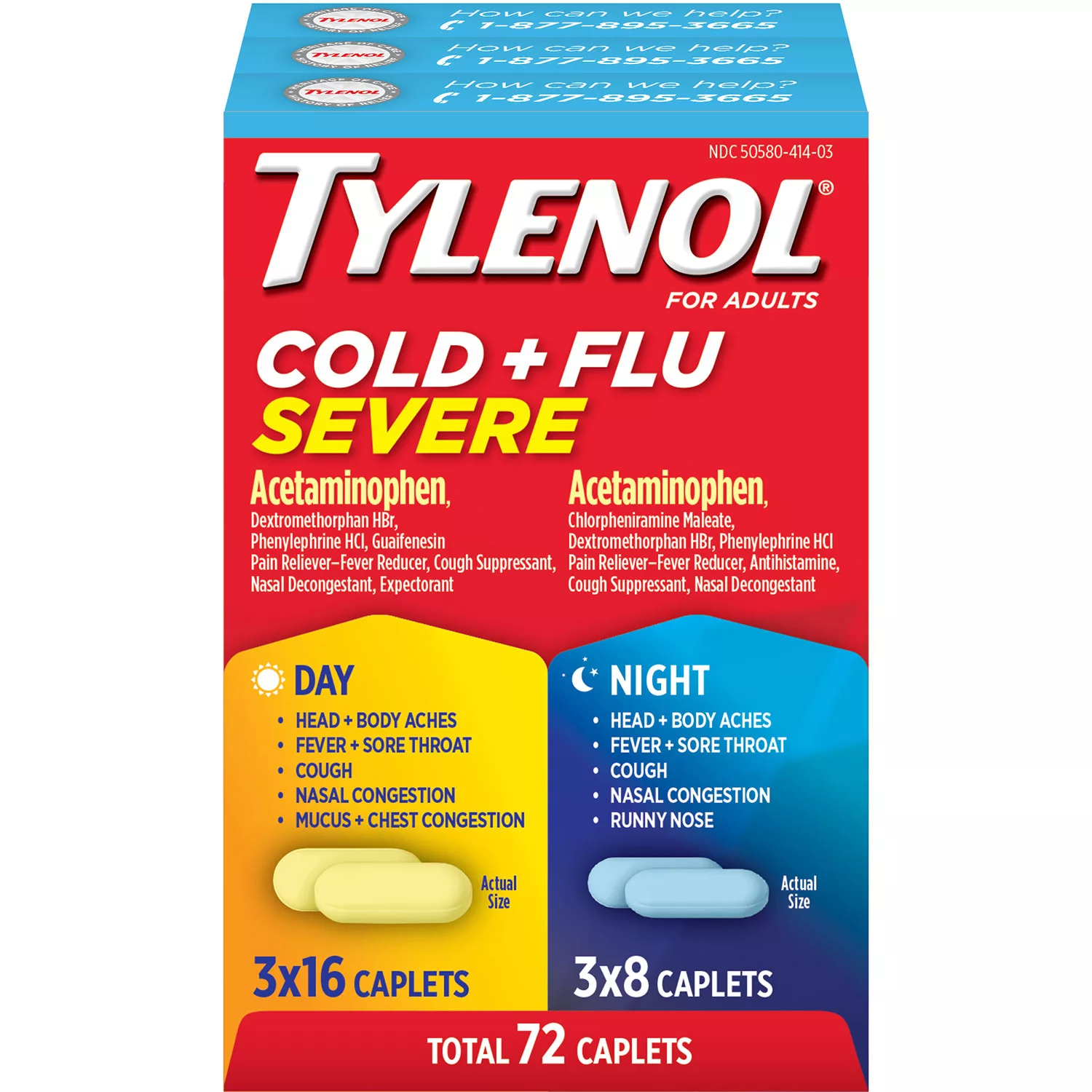 Tylenol Cold + Flu Severe Day & Night Caplets (48 ct. day, 24 ct. night)